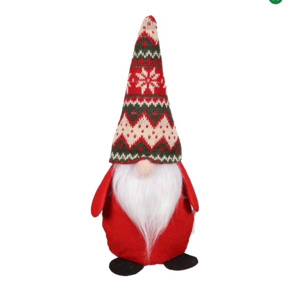 NWT-14” Red Christmas Holiday Gnome Decorstion w/ Red, Cream & Green Sweater Hat - Picture 3 of 17